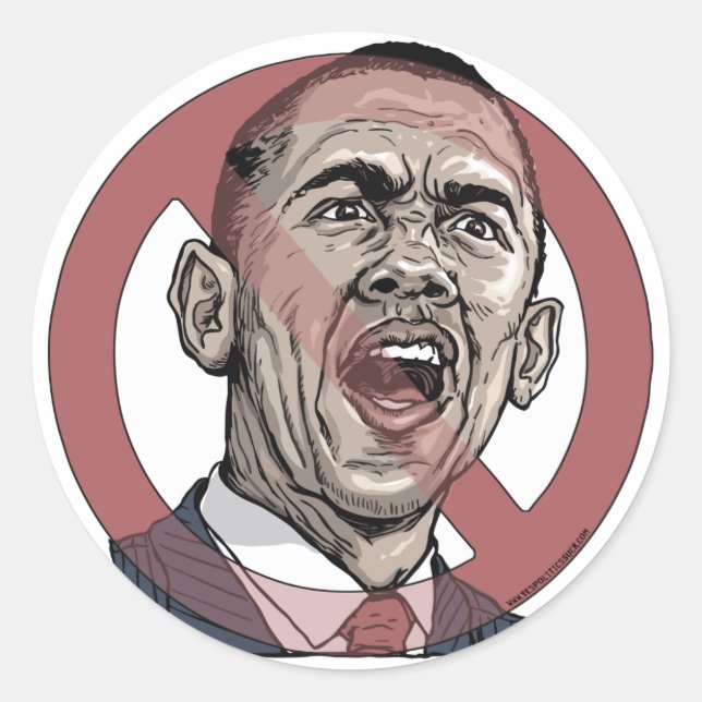 Nobama Anti Obama Circle Slash Gear Classic Round Sticker (Front)