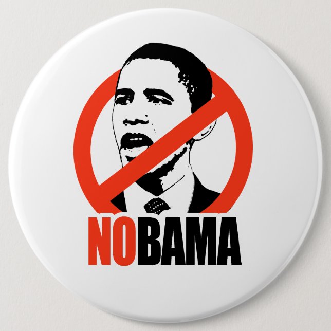 NOBAMA / ANTI-OBAMA T-SHIRT PINBACK BUTTON (Front)