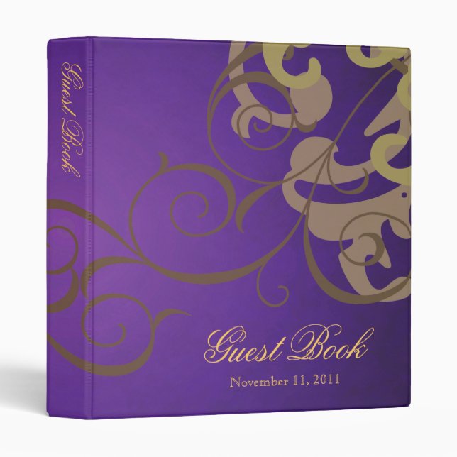 Nobel Gold Scroll Purple Guest Book Binder (Front/Spine)