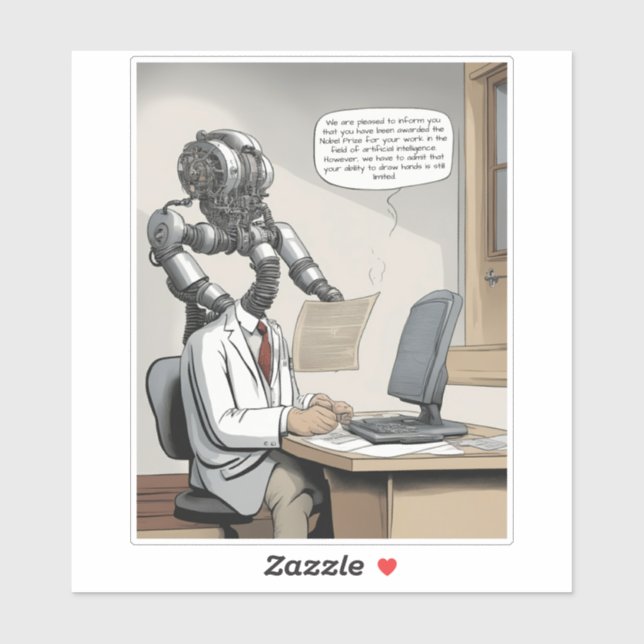 Nobel prize artificial intelligence ai cartoon sticker (Sheet)