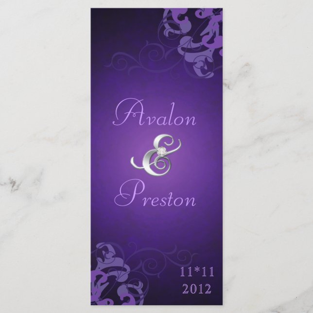 Nobel Purple Scroll Purple Wedding Program (Front)