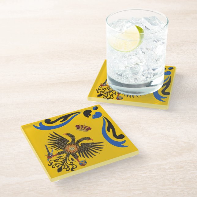 Nobile Contrada dell'Aquila Palio di Siena (Eagle) Glass Coaster (Angled)