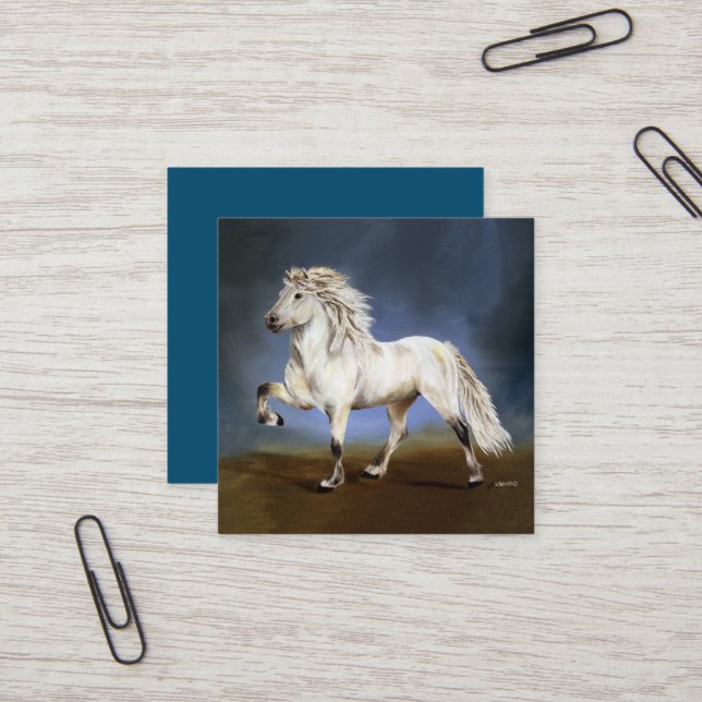 Nobility Icelandic Horse Square Business Card (Front/Back In Situ)