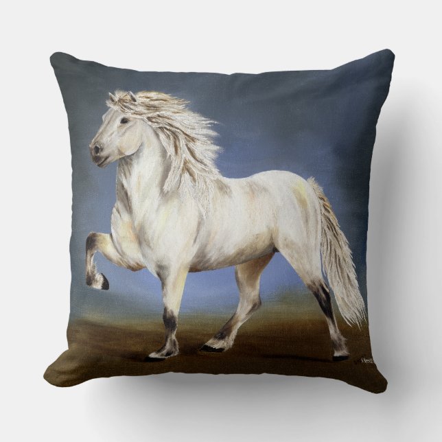 Nobility ~ Icelandic horse Throw Pillow (Front)
