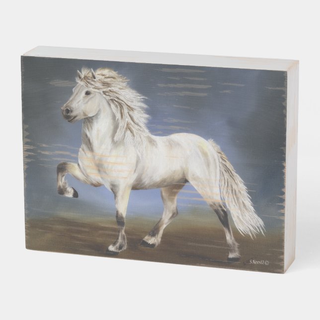 Nobility Icelandic Horse Wooden Box Sign (Angled Horizontal)