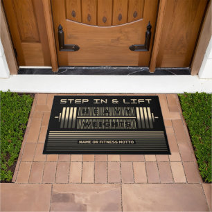Noble barbell design for sports fans and gyms doormat