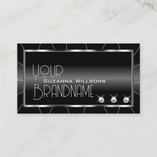 Noble Black and White with Diamonds Professional Business Card