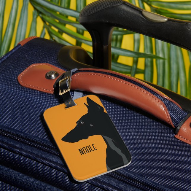 Noble Black Doberman Luggage Tag (Front Insitu 1)