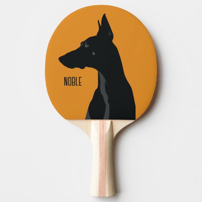 Noble Black Doberman Ping Pong Paddle (Front)