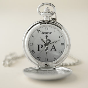 Noble Black Medical Asclepius Physician Assistant Pocket Watch