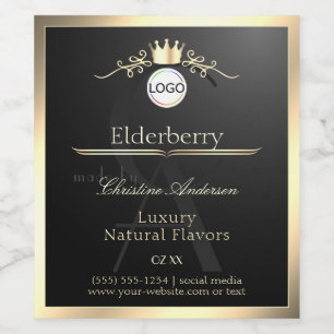 Noble Black Product Label Gold Frame Logo Monogram