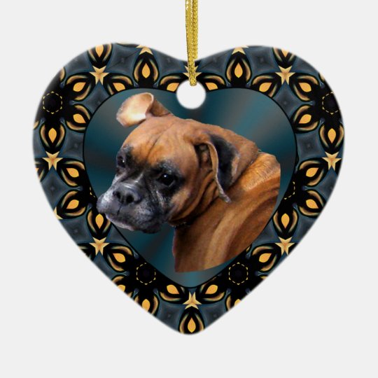 Noble Boxer Dog Heart Ornament