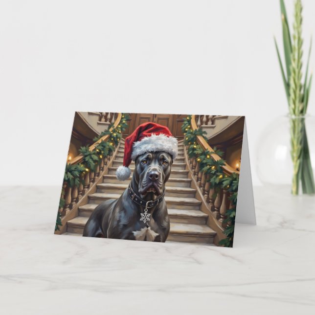 Noble Cane Corso Dog Guardian of Christmas Card (Front)