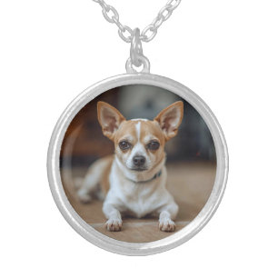 Noble Chihuahua Round Silver Plated Necklace