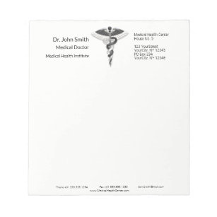Noble Classy Medical Elegant Black White Caduceus Notepad