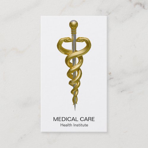 Noble Classy Medical Elegant Gold Silver Asclepius Business Card