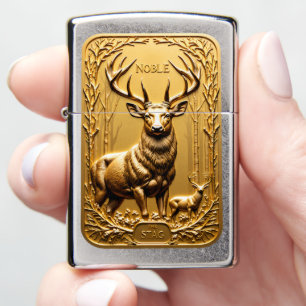 Noble Deer Stag Family Golden Forest Zippo Lighter