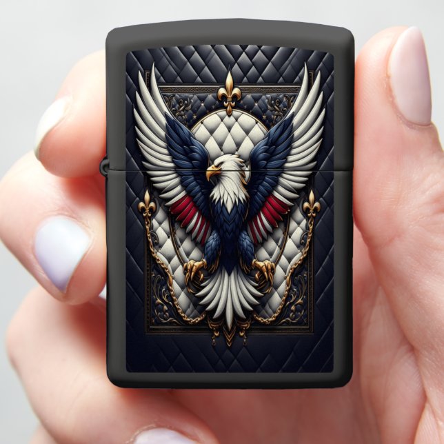 Noble Eagle Leather-Style Prestige Zippo Lighter (In Hand)