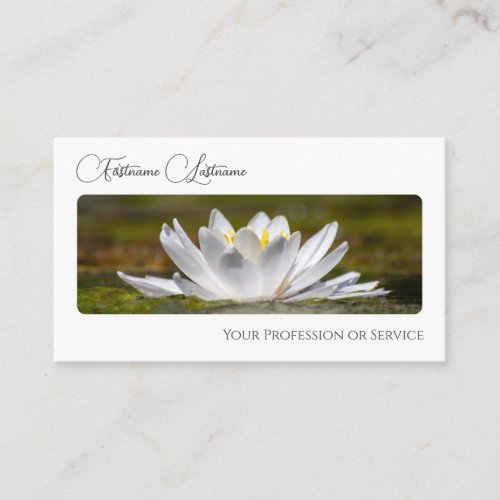 Noble florist white water lily calligraphy QR_Code Business Card