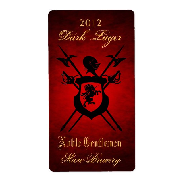 Noble Gentlemen Knights Crest Red Beer Label (Front)