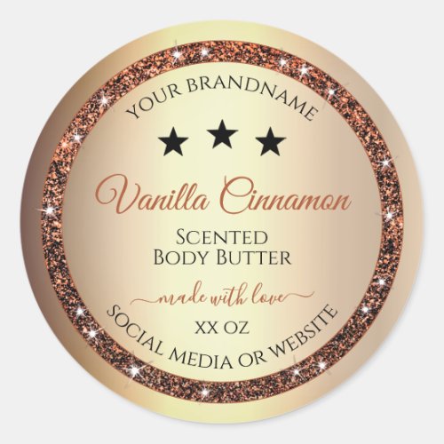 Noble Gold Effect Shimmery Glitter Product Labels