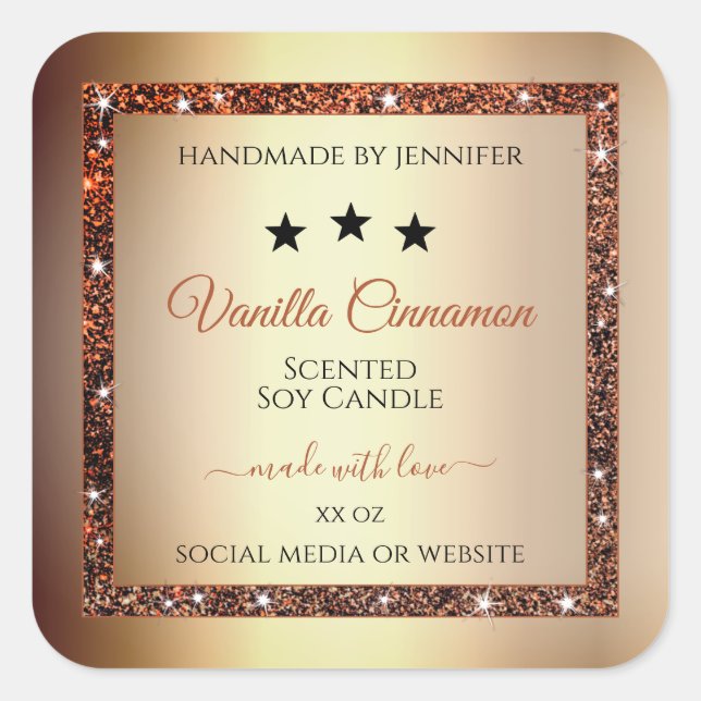 Noble Gold Effect Shimmery Glitter Product Labels (Front)