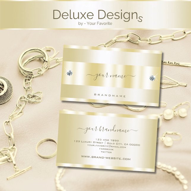 Noble Gold Effect with Luminous Faux Rhinestones Business Card (Creator Uploaded)