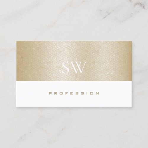 Noble Gold Pearl Shimmer Pattern with Monogram Business Card