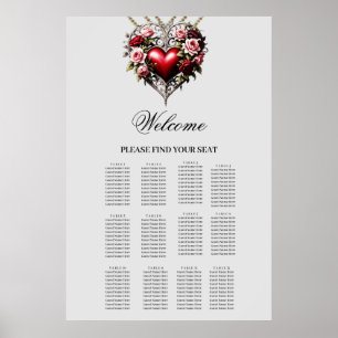 Noble gothic heart with flowers poster