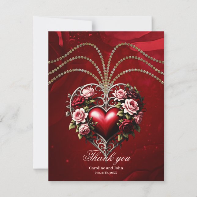 Noble gothic heart with flowers. thank you card (Front)