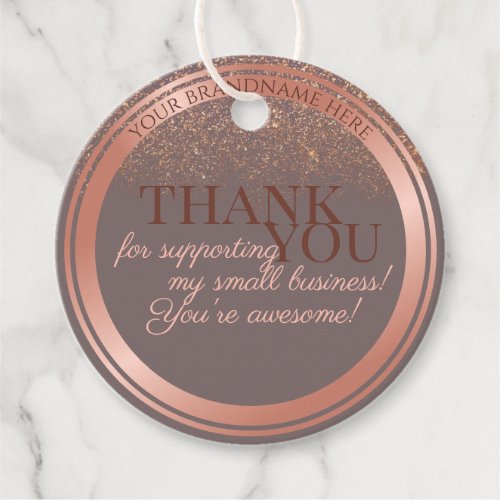 Noble Gray and Rose Gold with Glitter Thank You Favor Tags