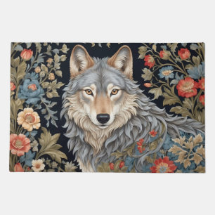 Noble Grey Wolf William Morris Inspired Doormat