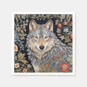 Noble Grey Wolf William Morris Inspired Napkins
