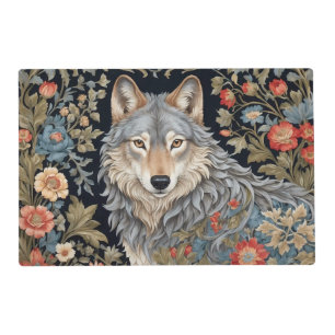 Noble Grey Wolf William Morris Inspired Placemat