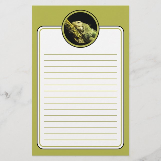 Noble Iguana Lined Stationery (Front)