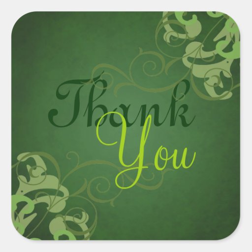 Noble Lime Scroll Green Thank You Sticker | Zazzle