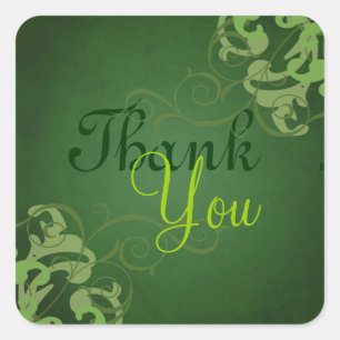 Noble Lime Scroll Green Thank You Sticker
