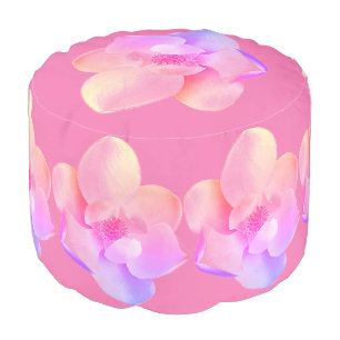 Noble Magnolia- Pink Blush- Round Pouf