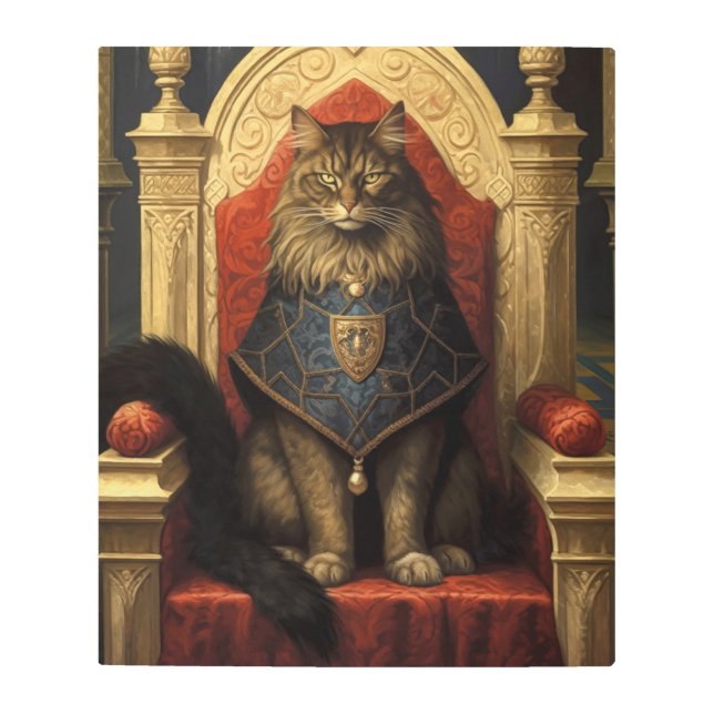 Noble Maine Coon Cat Throne Art Print (Front)