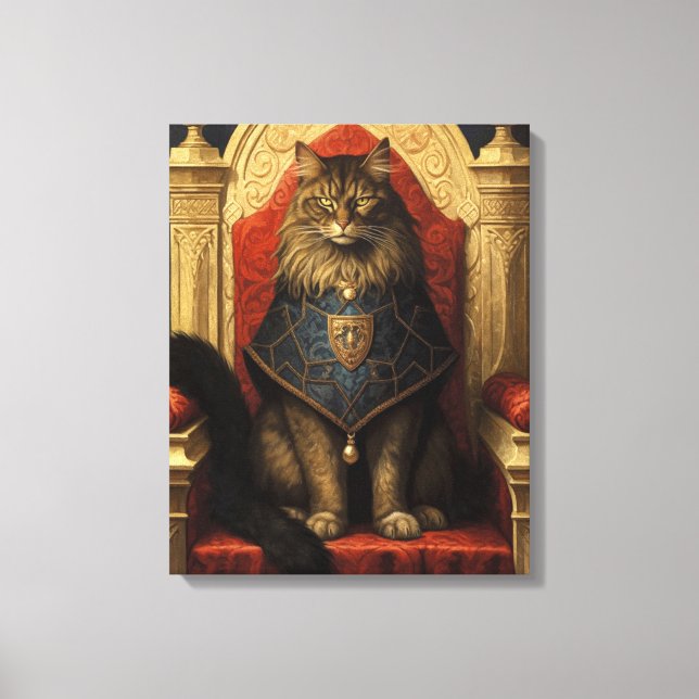 Noble Maine Coon Cat Throne Art Print (Front)