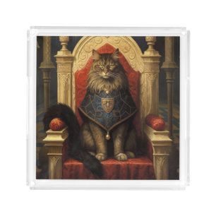 Noble Maine Coon Cat Throne Art Print Acrylic Tray