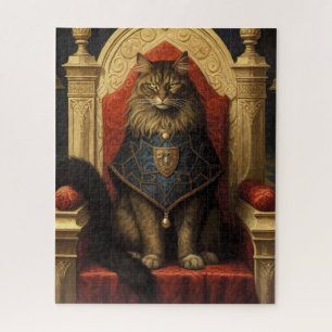 Noble Maine Coon Cat Throne Art Print Jigsaw Puzzle