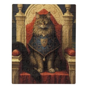 Noble Maine Coon Cat Throne Art Print Jigsaw Puzzle