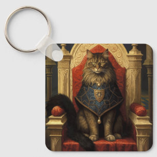 Noble Maine Coon Cat Throne Art Print Keychain