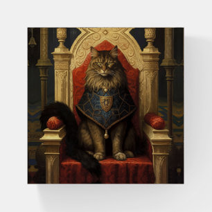 Noble Maine Coon Cat Throne Art Print Paperweight