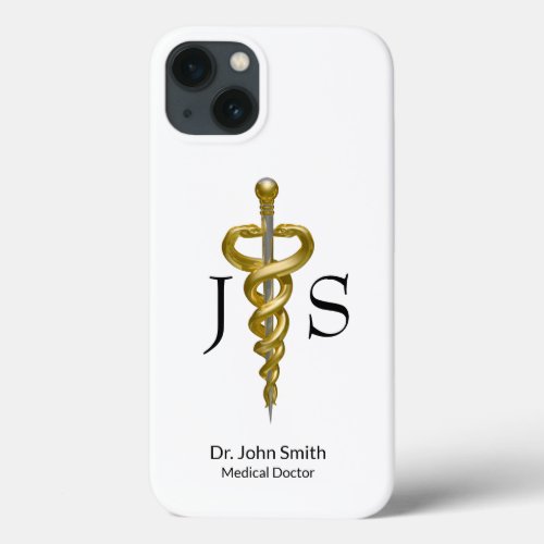 Noble Medical Classy Elegant Gold Silver Asclepius iPhone 13 Case