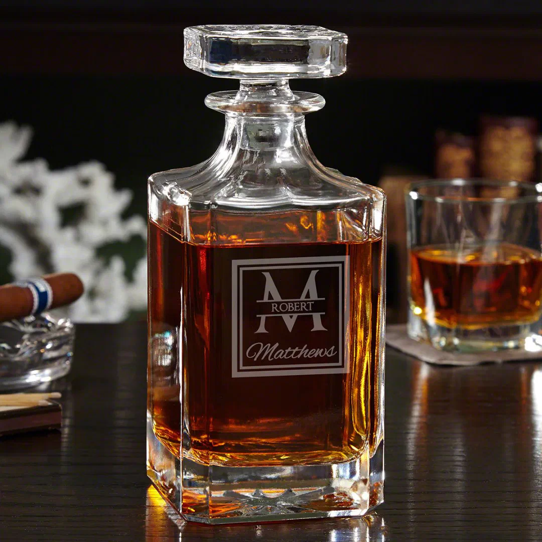 Noble Oakhill Monogram Crystal Cognac Decanter (Front)