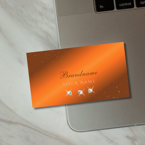 Noble Orange and Brown Sparkling Diamonds Stylish Business Card
