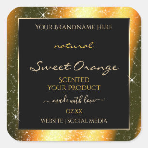 Noble Orange Sparkle Glitter Frame Product Label