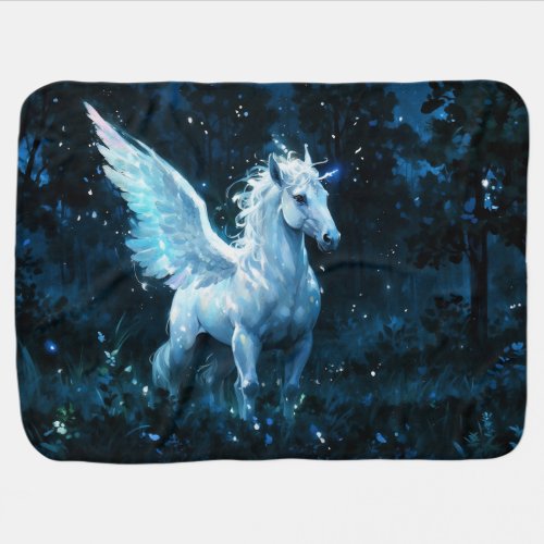 Noble Pegasus in a Midnight Glade Baby Blanket
